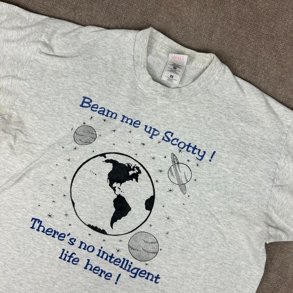 VTG Beam me up Scotty Fruit of the Loom TShirt Men XL Gray Single Stitch US Made